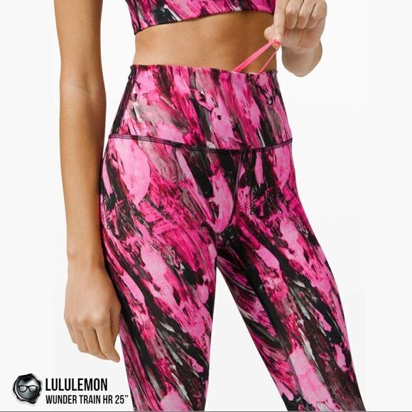 LULULEMON WUNDER TRAIN HIGH-RISE 25” INCENTIVE REFRESH SONIC PINK SIZE 2 LEGGING - Picture 11 of 15